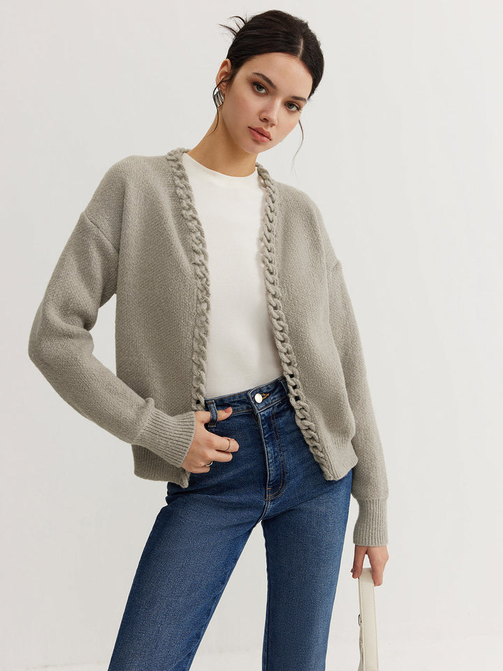 Stone Loop-Trim Knit Cardigan