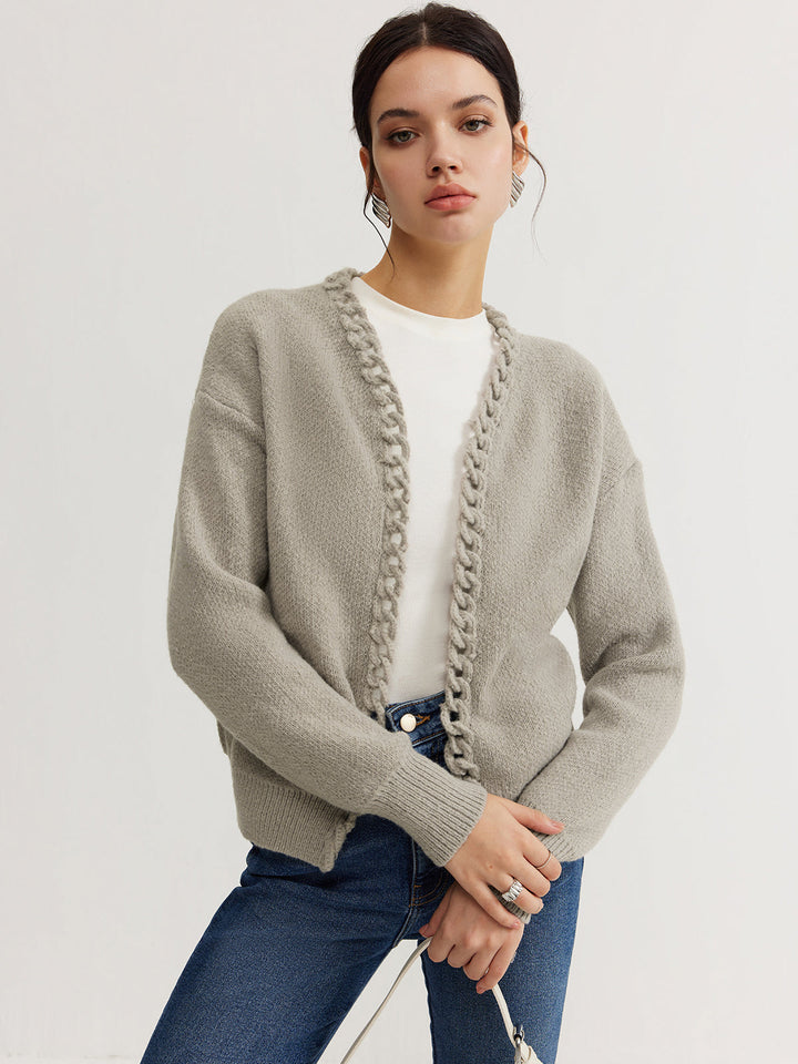 Stone Loop-Trim Knit Cardigan