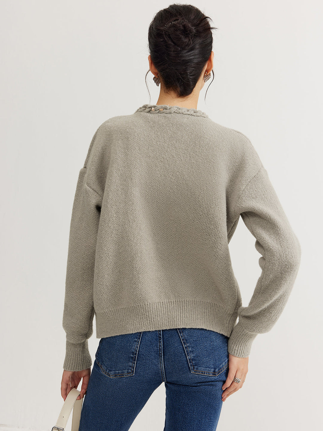 Stone Loop-Trim Knit Cardigan