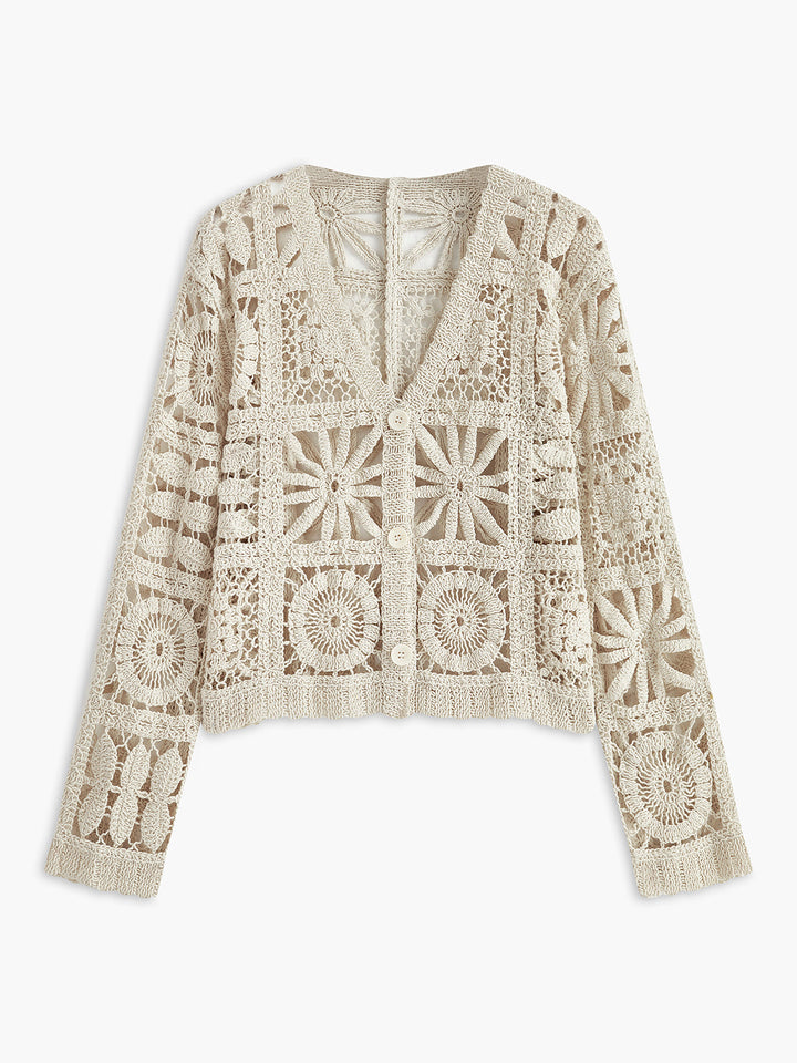 Solana Crochet Button-Up Cardigan