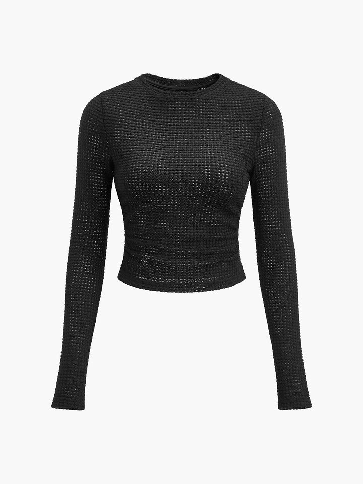 Waffle Knit Long Sleeve Top