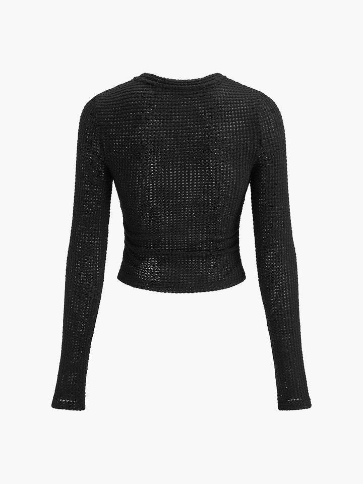 Waffle Knit Long Sleeve Top