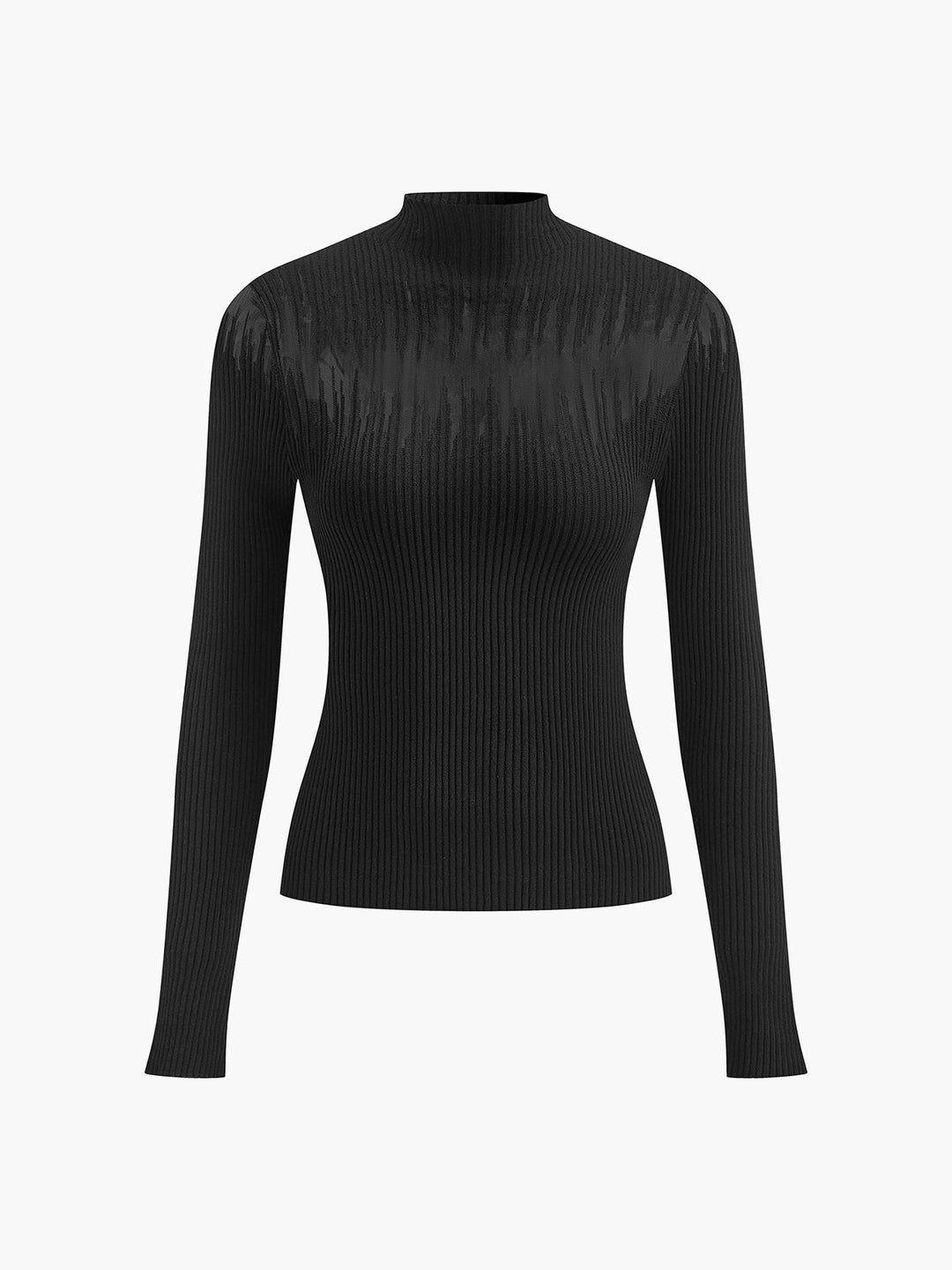 Textured Sheer Yoke Ribbed Top