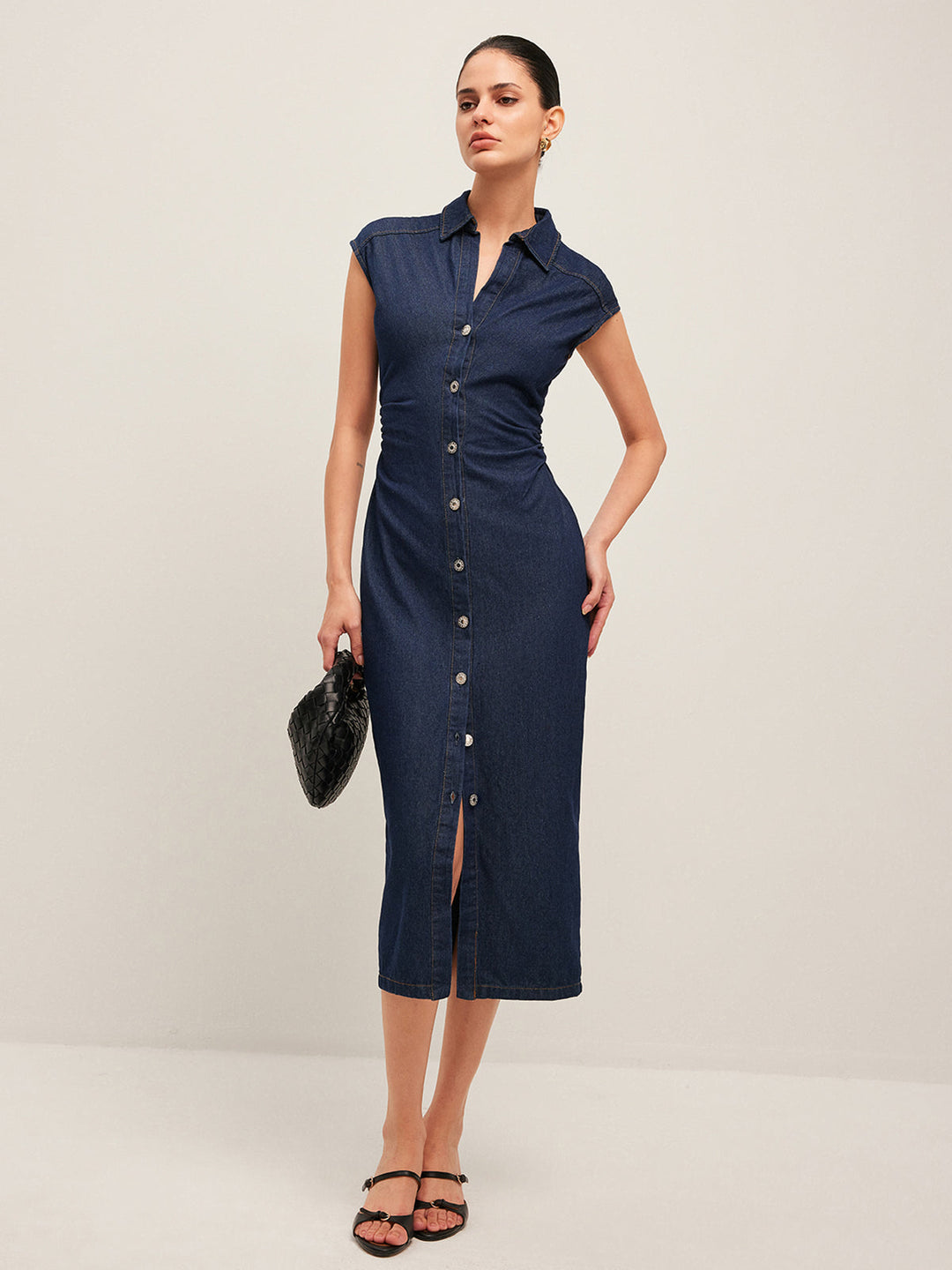 Sienna Denim Button-Down Midi Dress