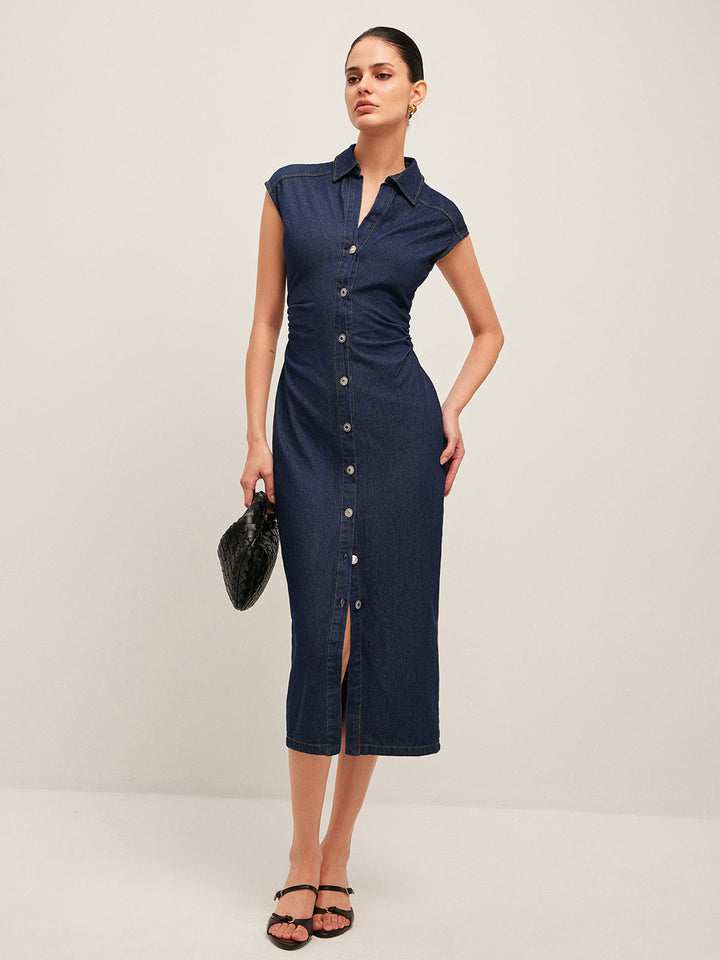 Sienna Denim Button-Down Midi Dress