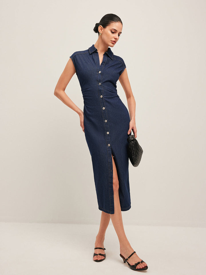 Sienna Denim Button-Down Midi Dress