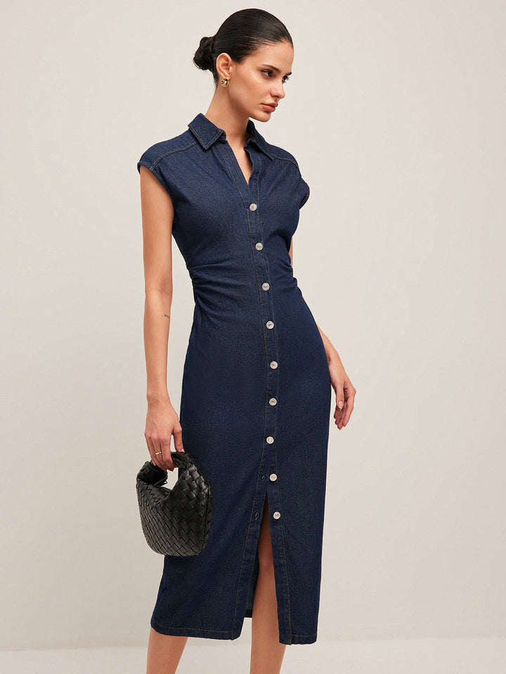 Sienna Denim Button-Down Midi Dress