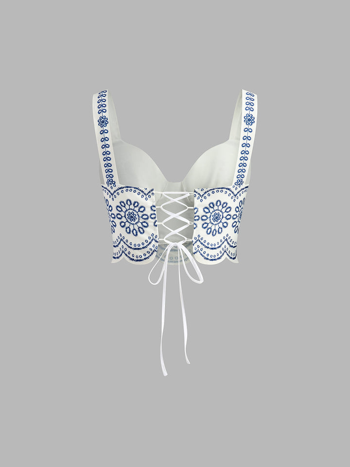 Santorini Breeze Embroidered Two-Piece Set