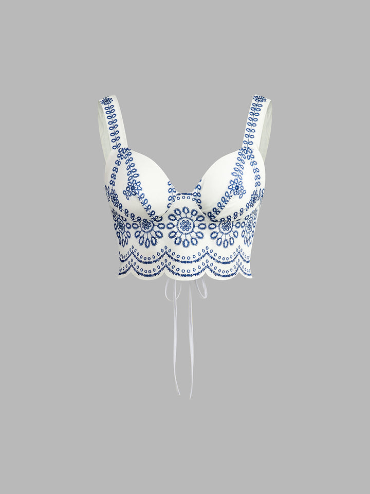 Santorini Breeze Embroidered Two-Piece Set