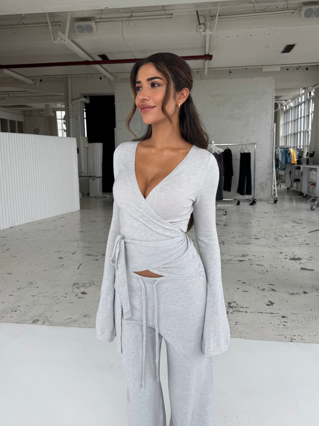 Knit trousers - light grey