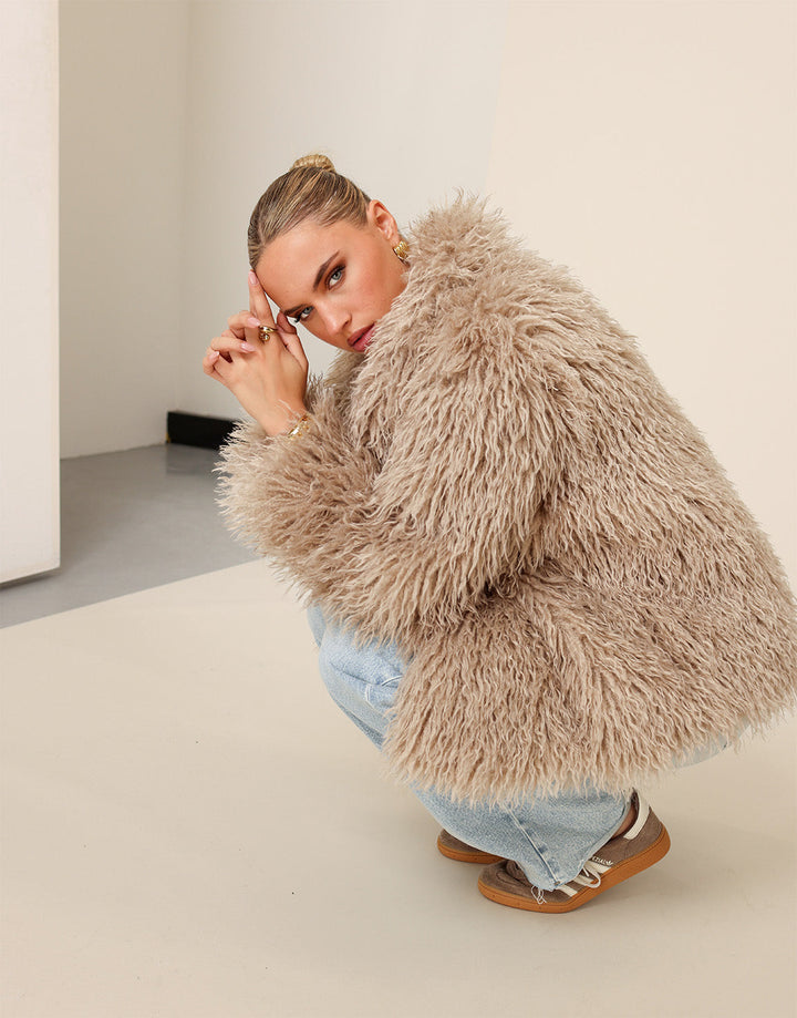 Beige Fluffy Fur - Coat