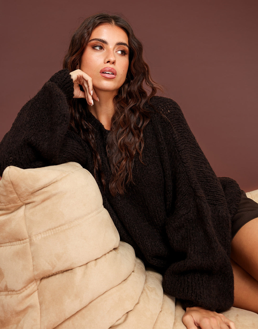 Dark Brown Wool Knitted Sweater