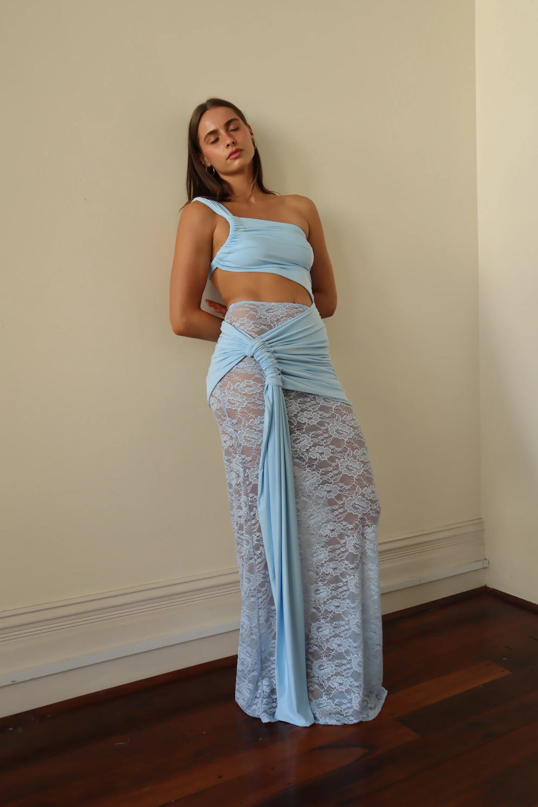 Marbella - One-Shoulder Lace Maxi Dress