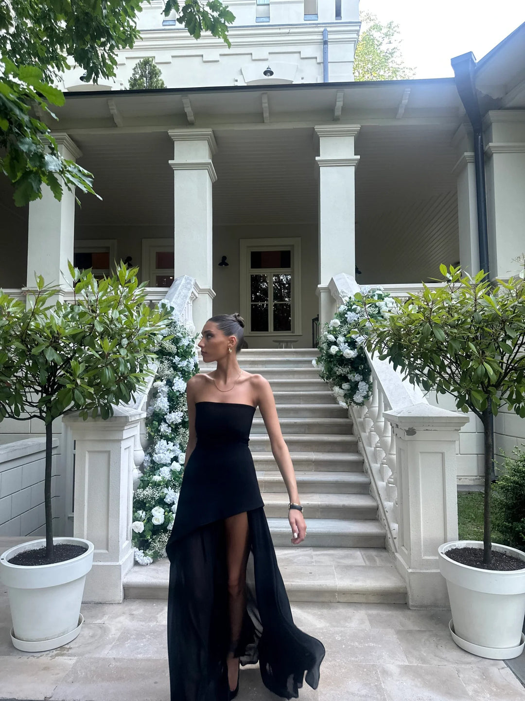 Elodie - Strapless Chiffon Gown