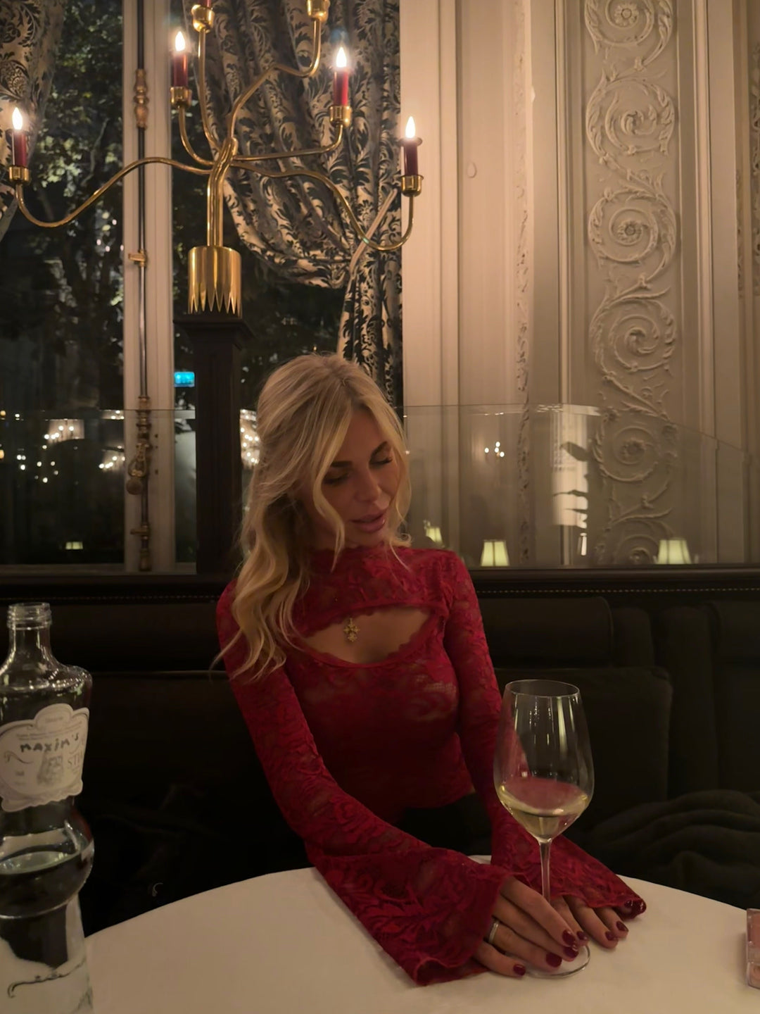 Cut lace top - dark red (pre-order)