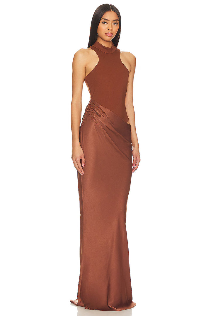 Charlene - Satin Cut-Out Maxi Dress