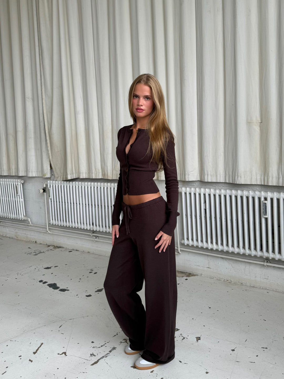 Knit trousers - dark brown