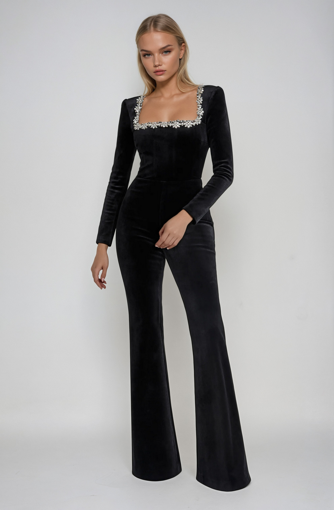 Nocturna Bloom Velvet Jumpsuit