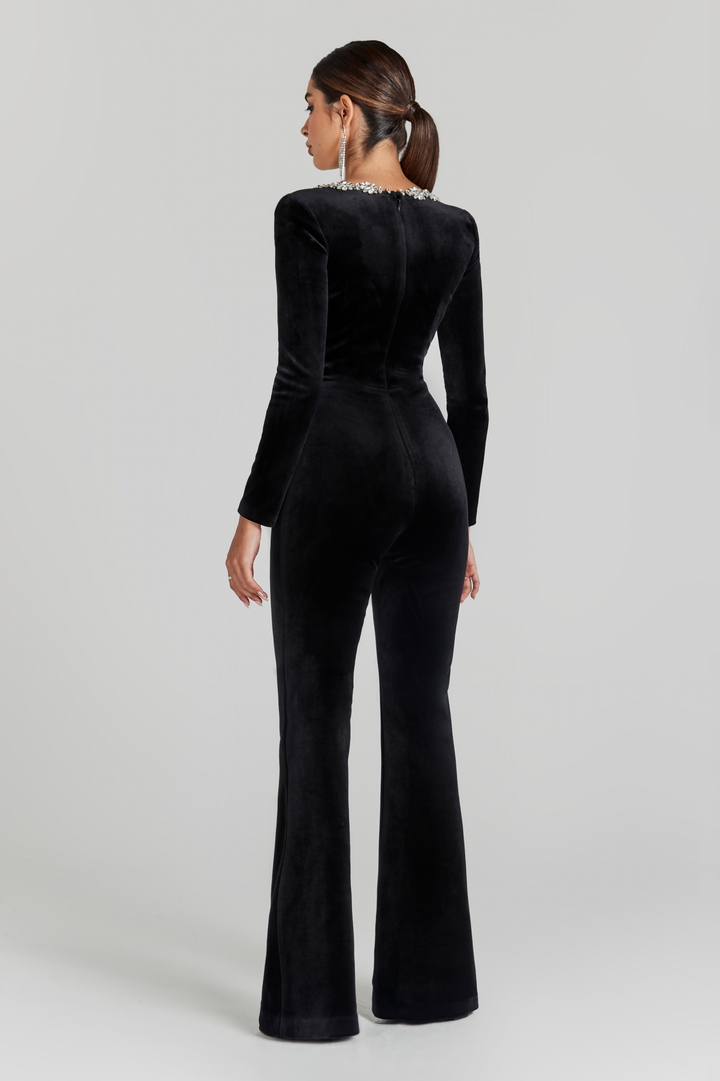 Keyana - Neck-Detail Solid Jumpsuit