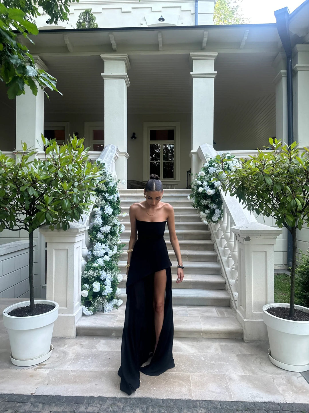 Elodie - Strapless Chiffon Gown