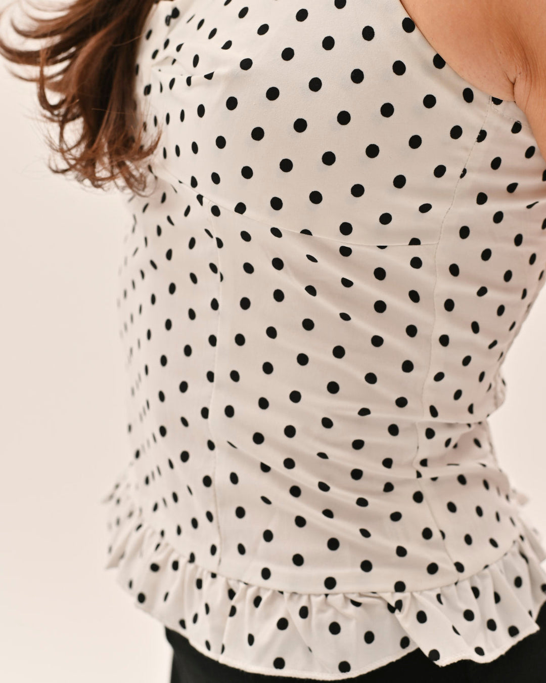 Athena Polka Dot Top - White