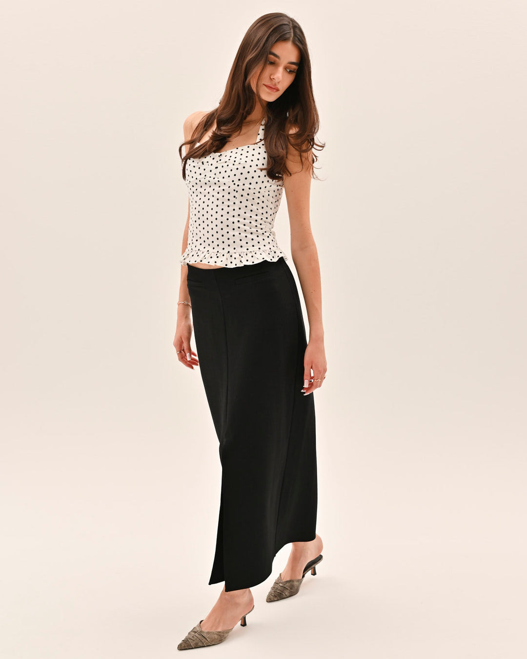 Athena Polka Dot Top - White