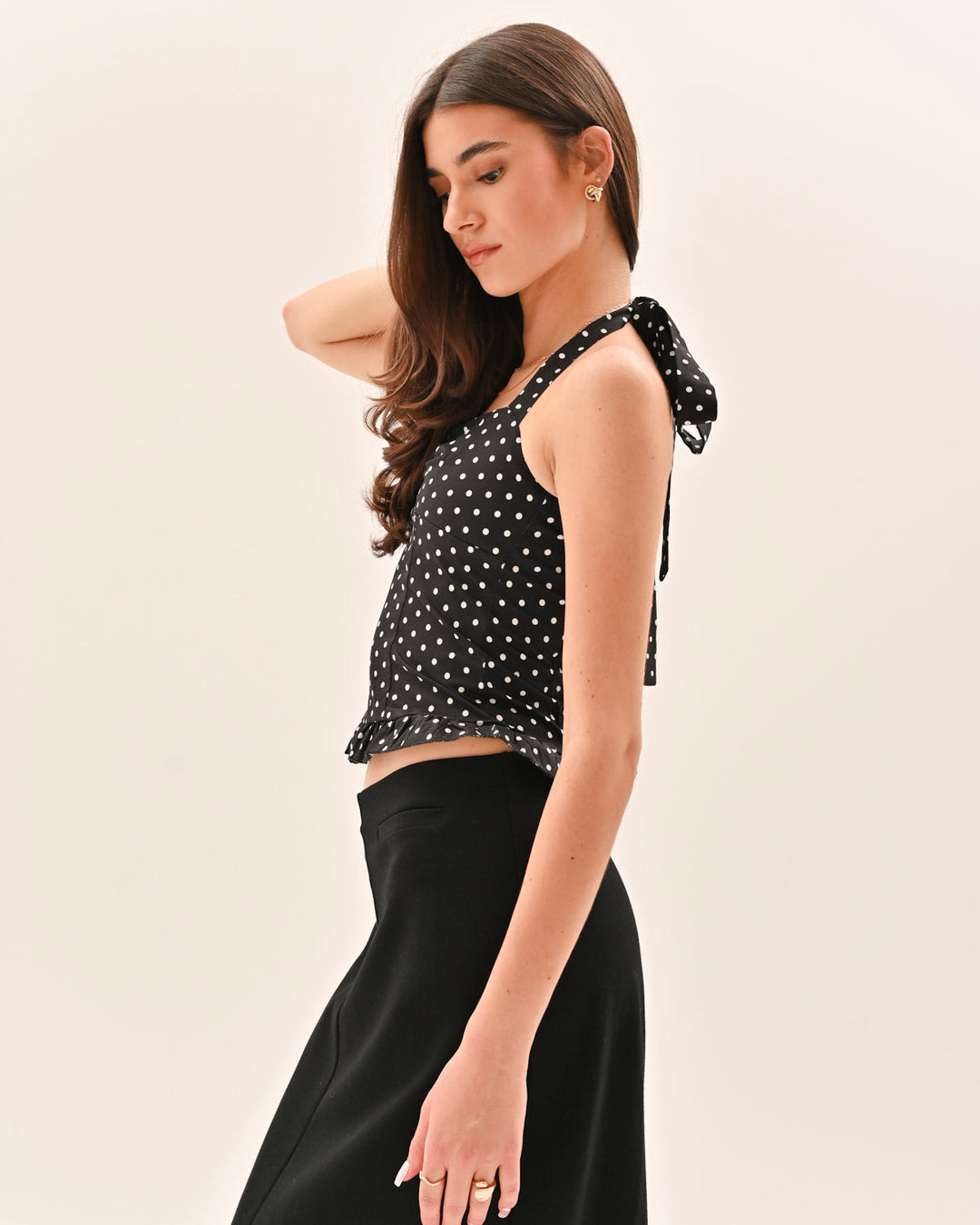 Athena Polka Dot Top - Black