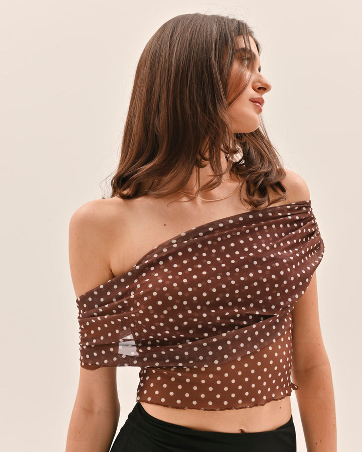 Allura Polka Dot Top - Brown