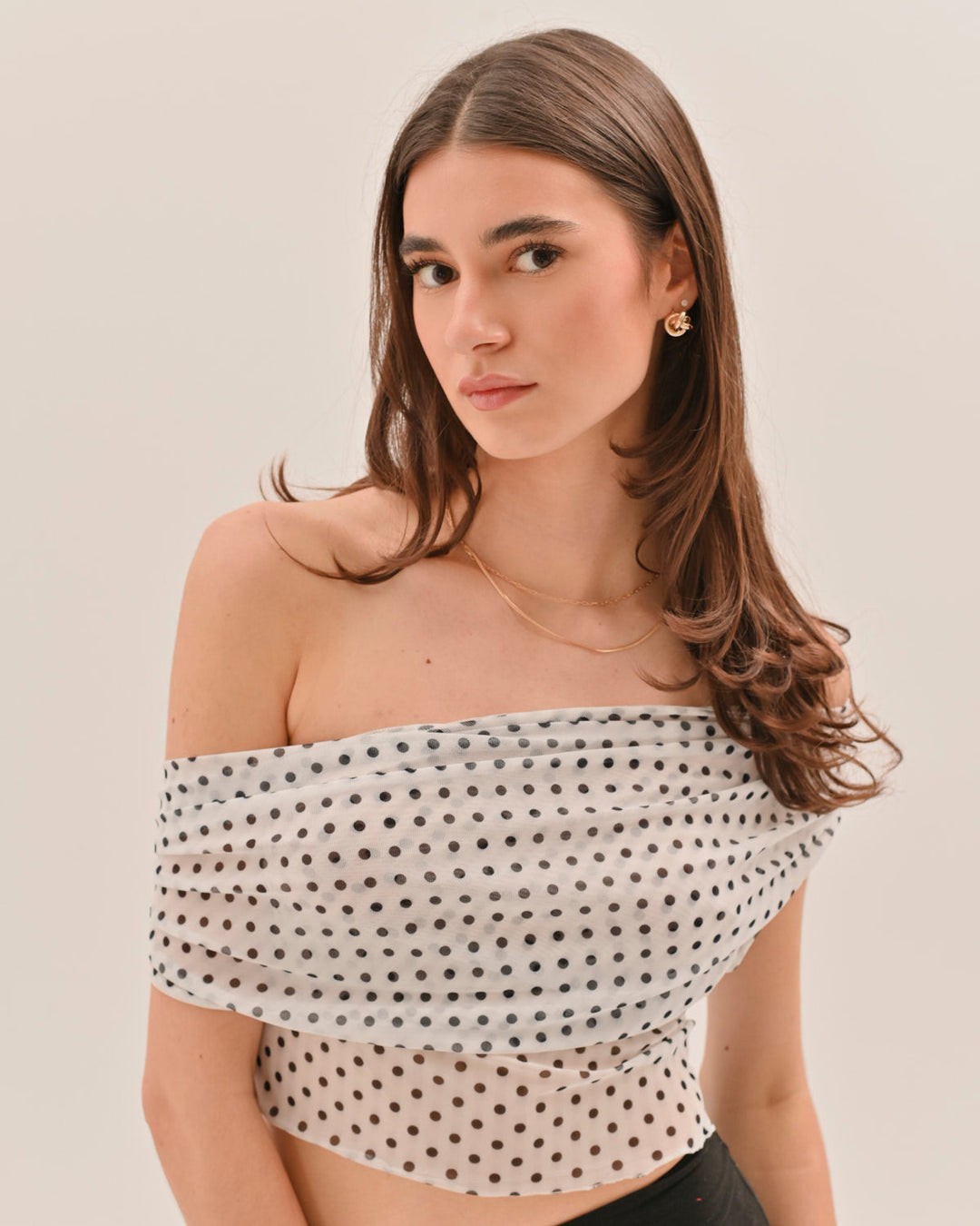 Allura Polka Dot Top - White