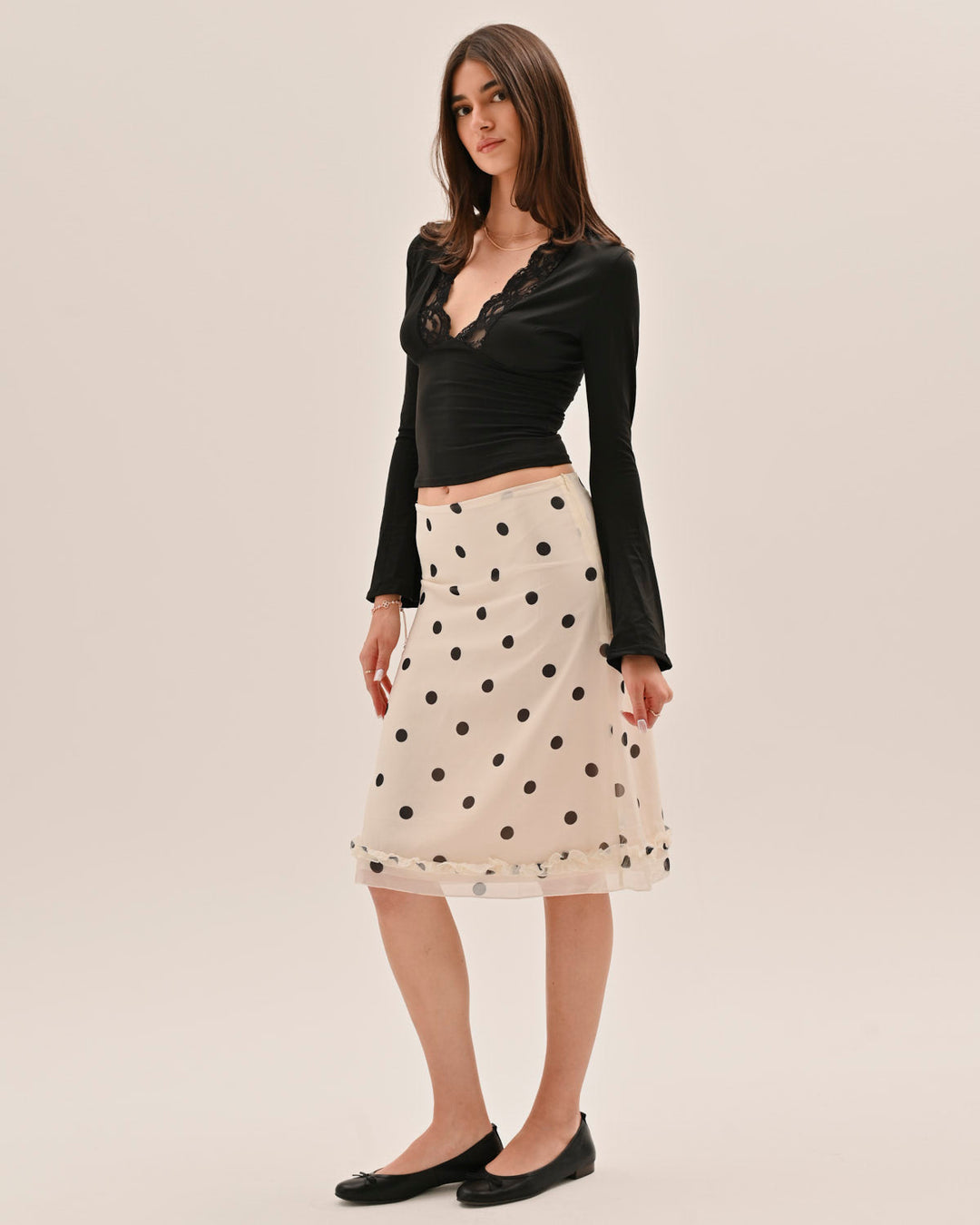 Amira Midi Skirt - Polka dots