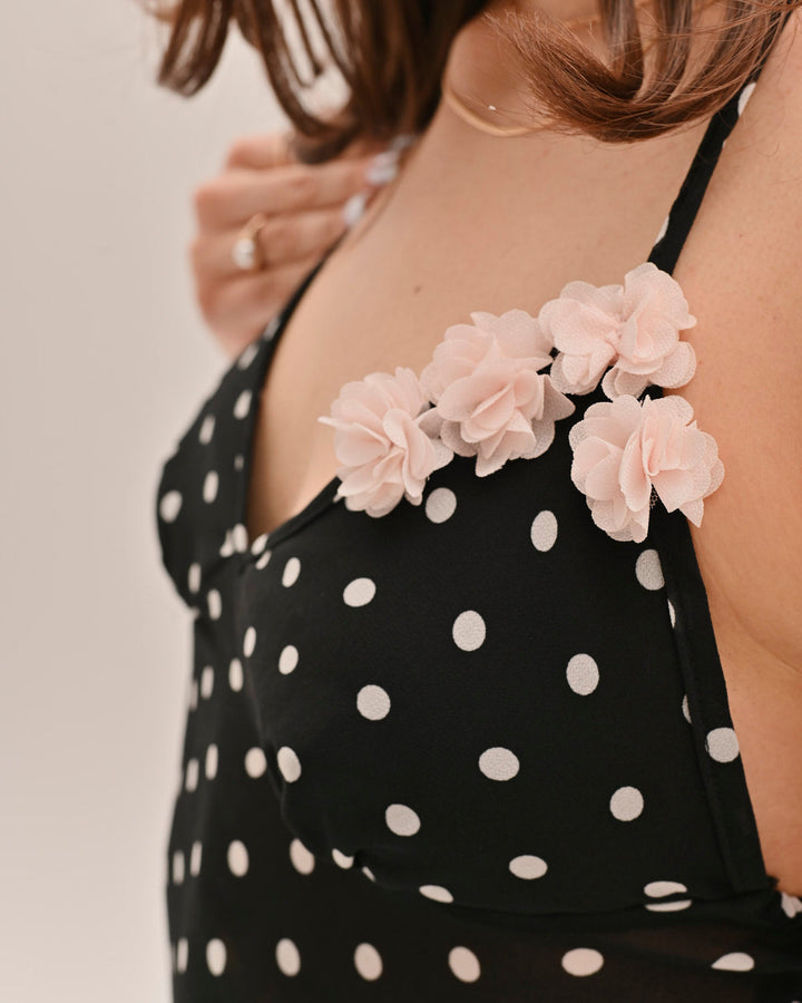 Vianna Polka Dot Top - Black