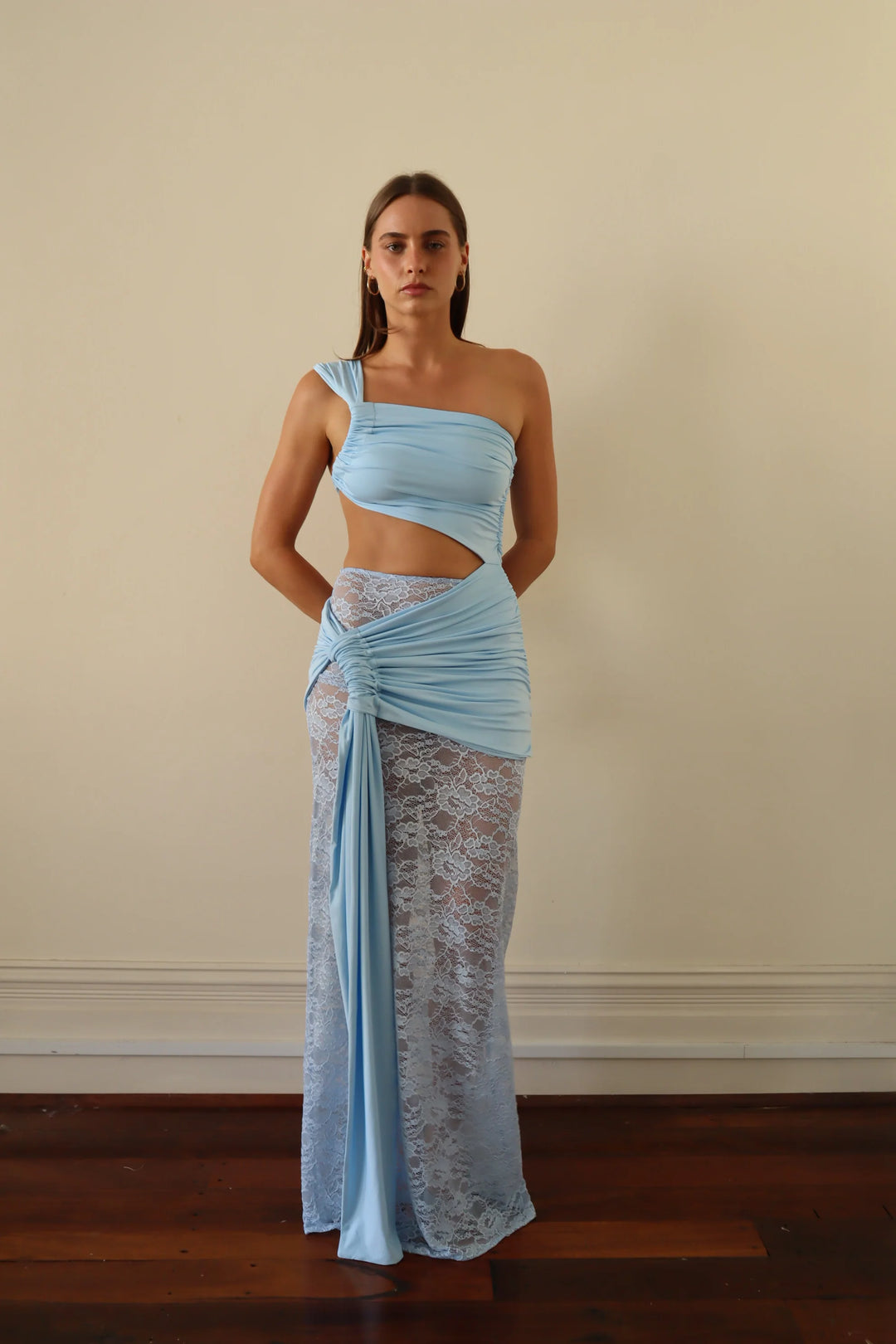 Marbella - One-Shoulder Lace Maxi Dress