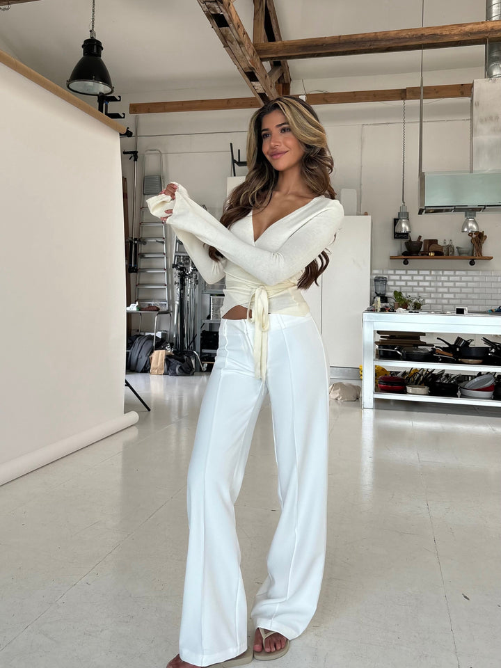 Vera Wide low waist trousers - white