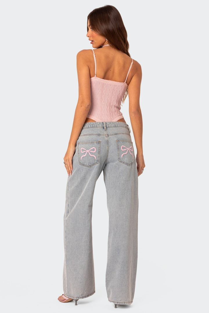Bella Bow Pocket Wide-Leg Jeans