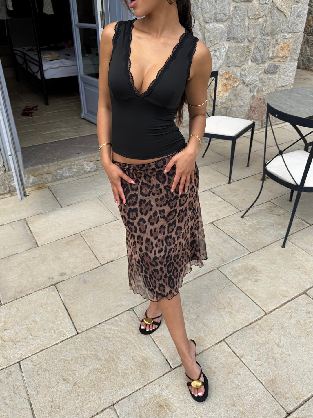 Basic lace top - black