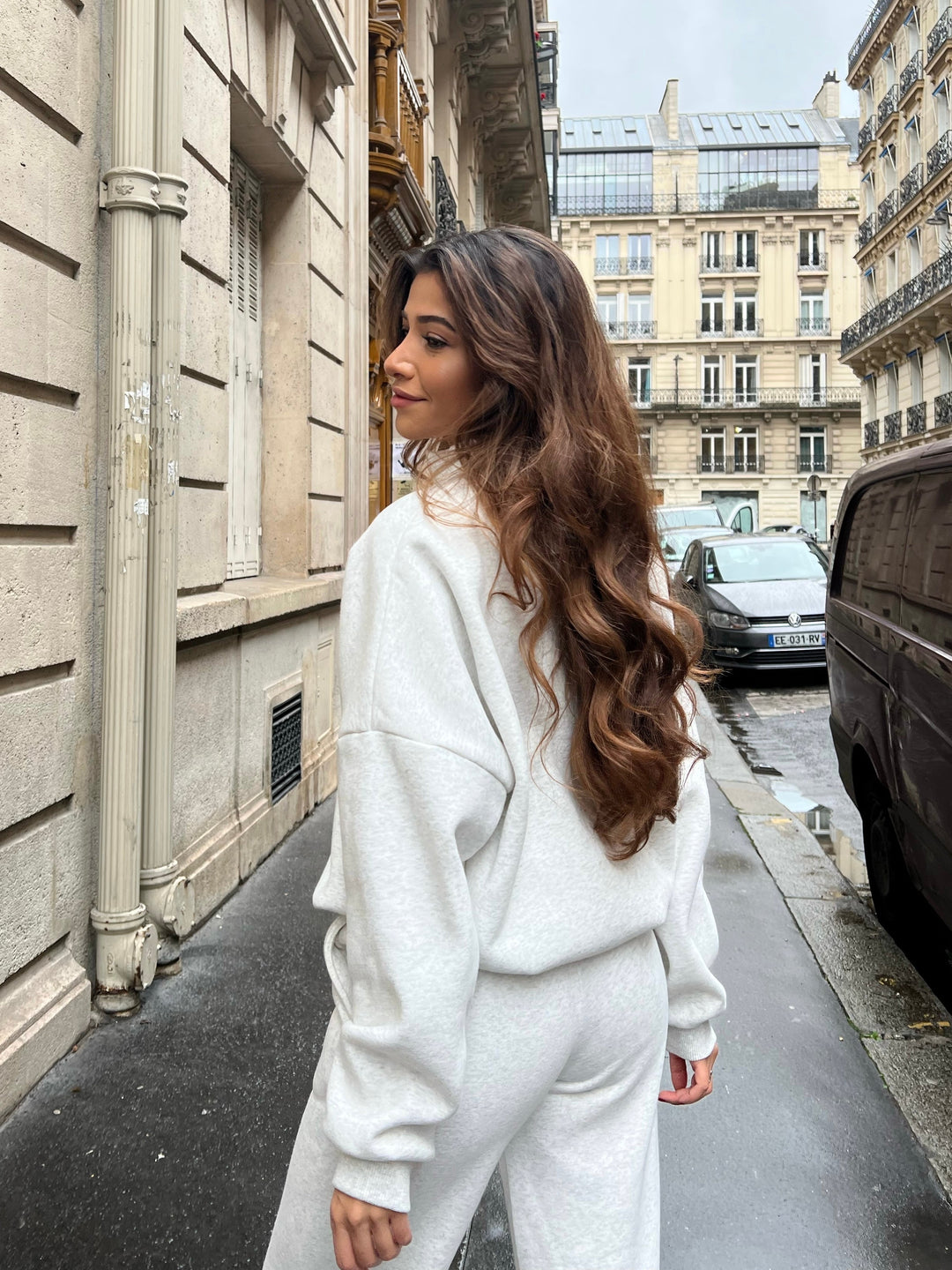 VDB zipper sweatshirt - white/grey mottled