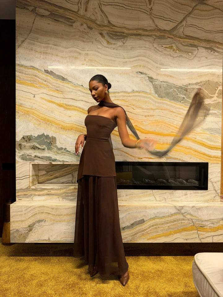 Elodie - Strapless Chiffon Gown