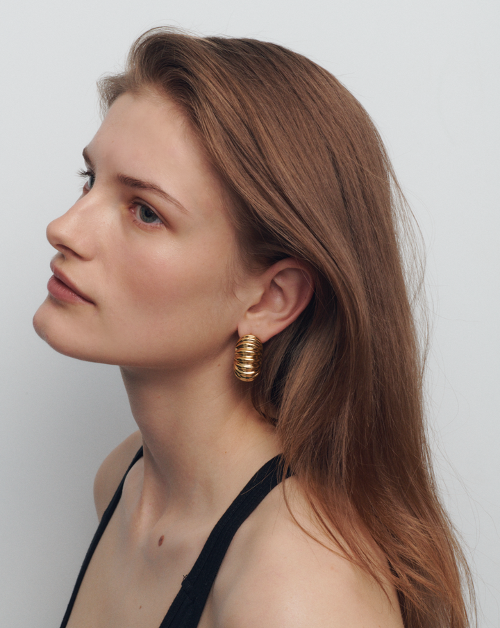 Golden Hollow Hoop Earrings
