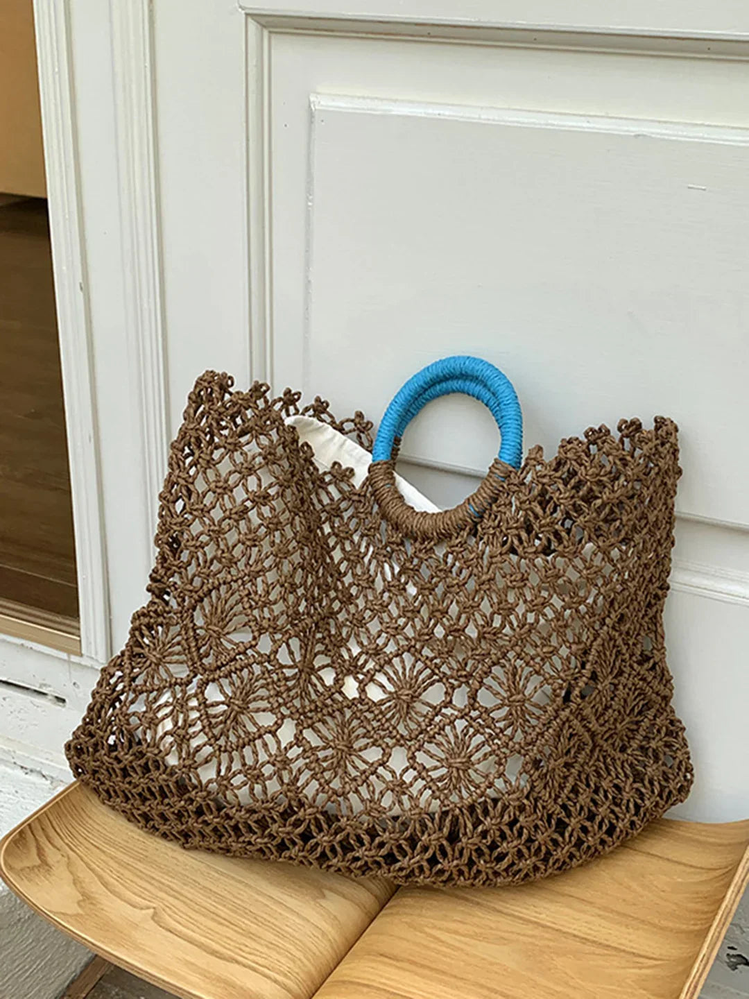 Crochet Tote Bag With Inner Lining