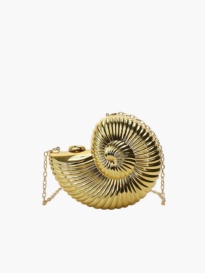Boho Chic Golden Spiral Shell Bag