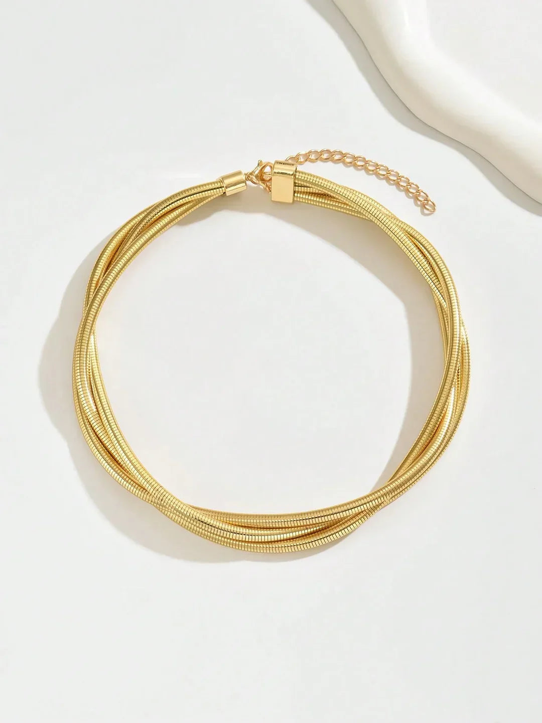 Triple-Layered Gold-Tone Choker Necklace