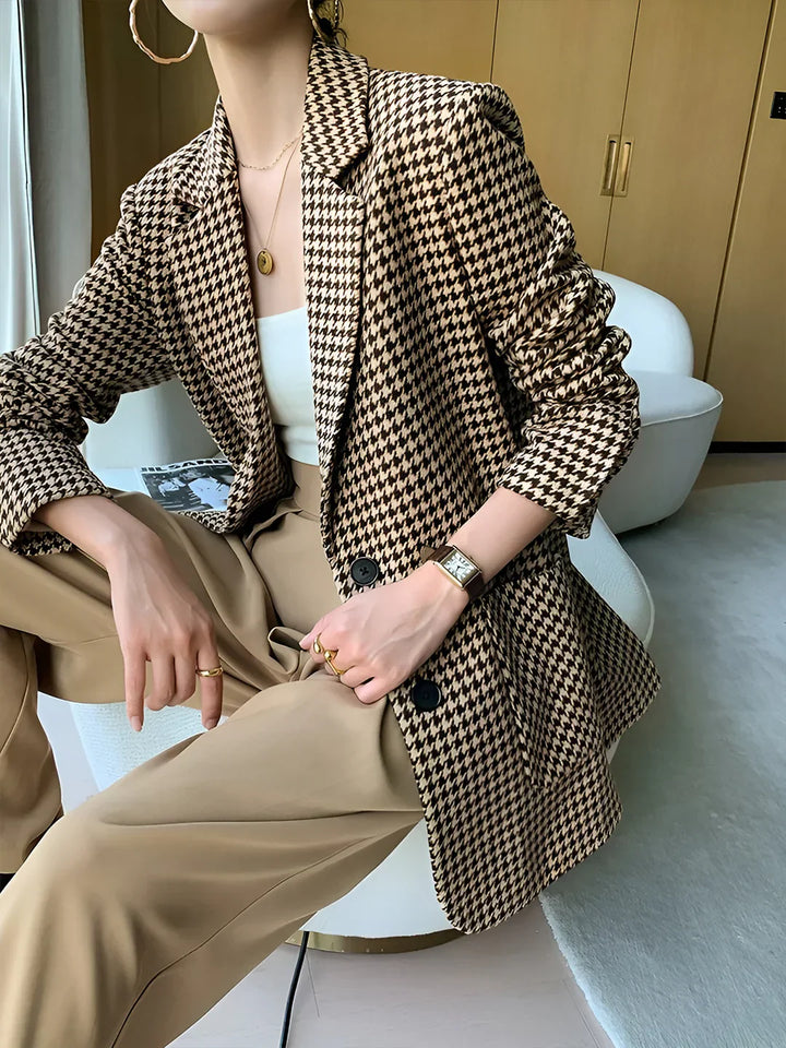 Belford Belted Houndstooth Blazer