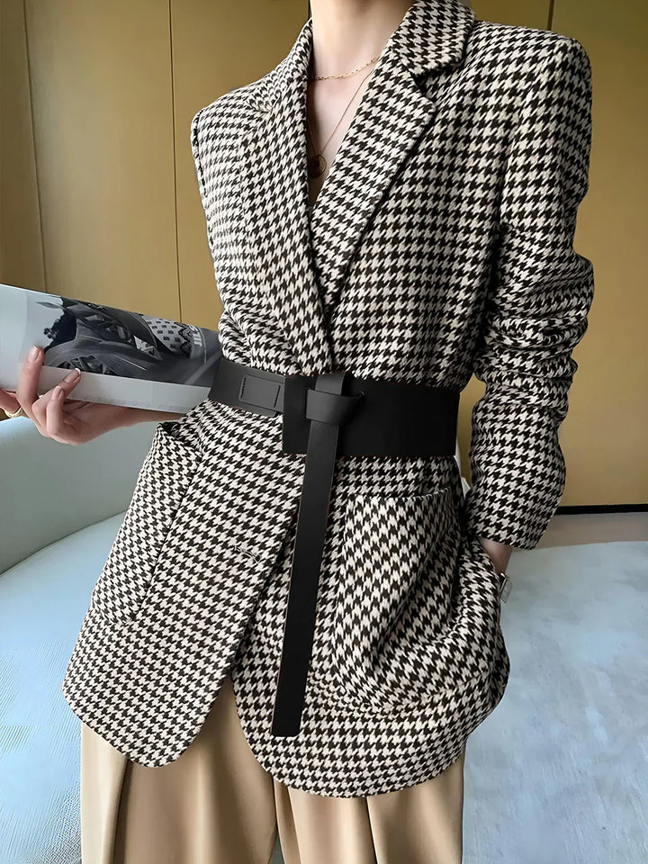 Belford Belted Houndstooth Blazer