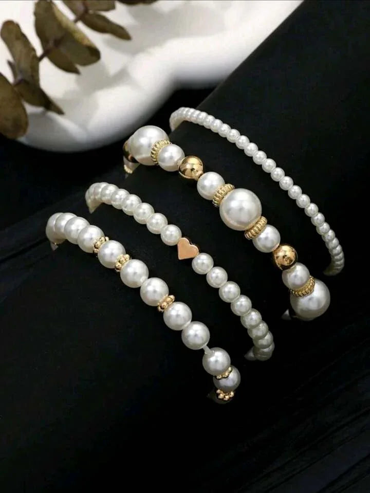 All-match Faux Pearl 4-piece Bracelet