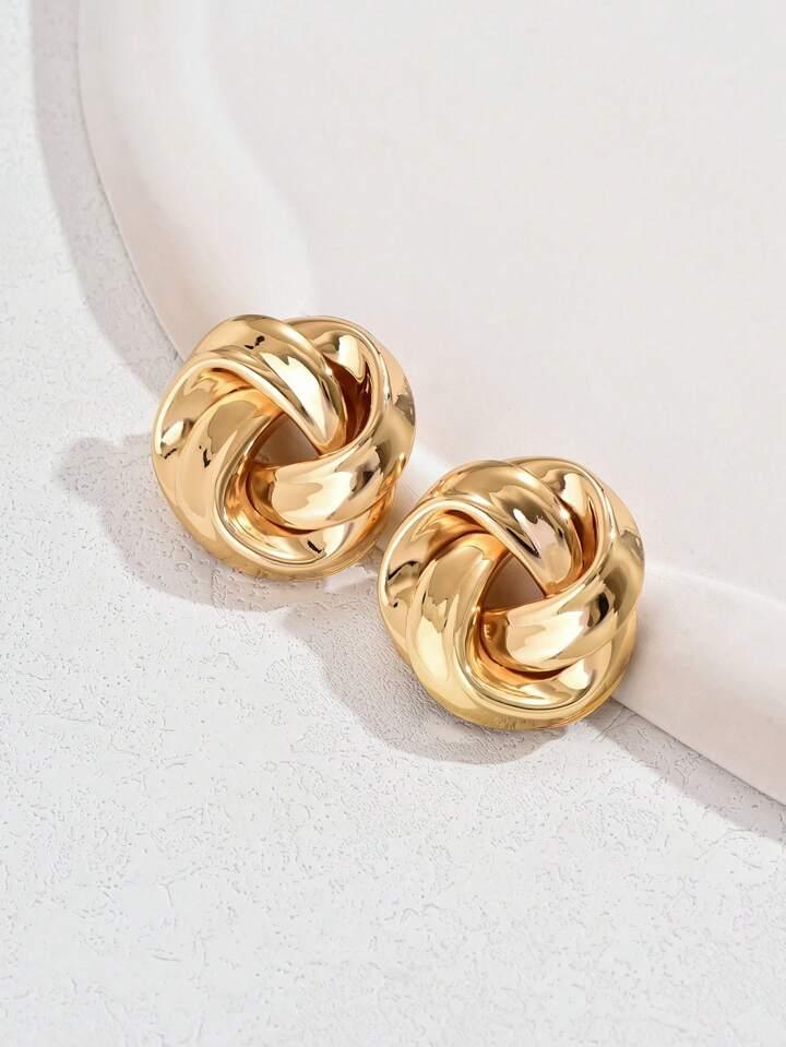 Twisted Gold Knot Stud Earrings