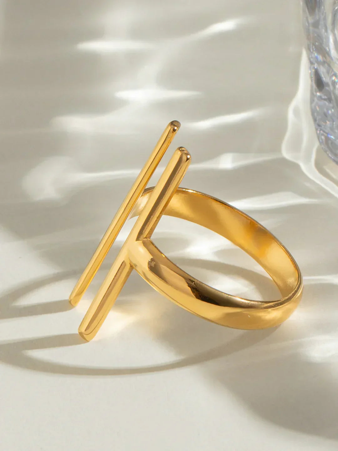 Sculpted Minimal Bar Ring
