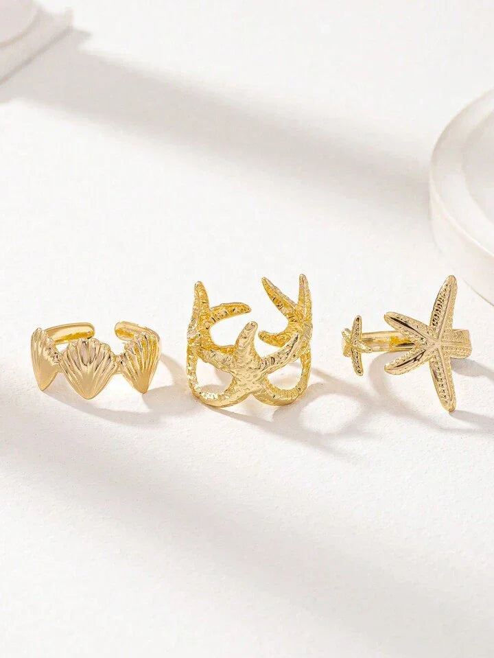 Starfish & Shell Dream Rings Set