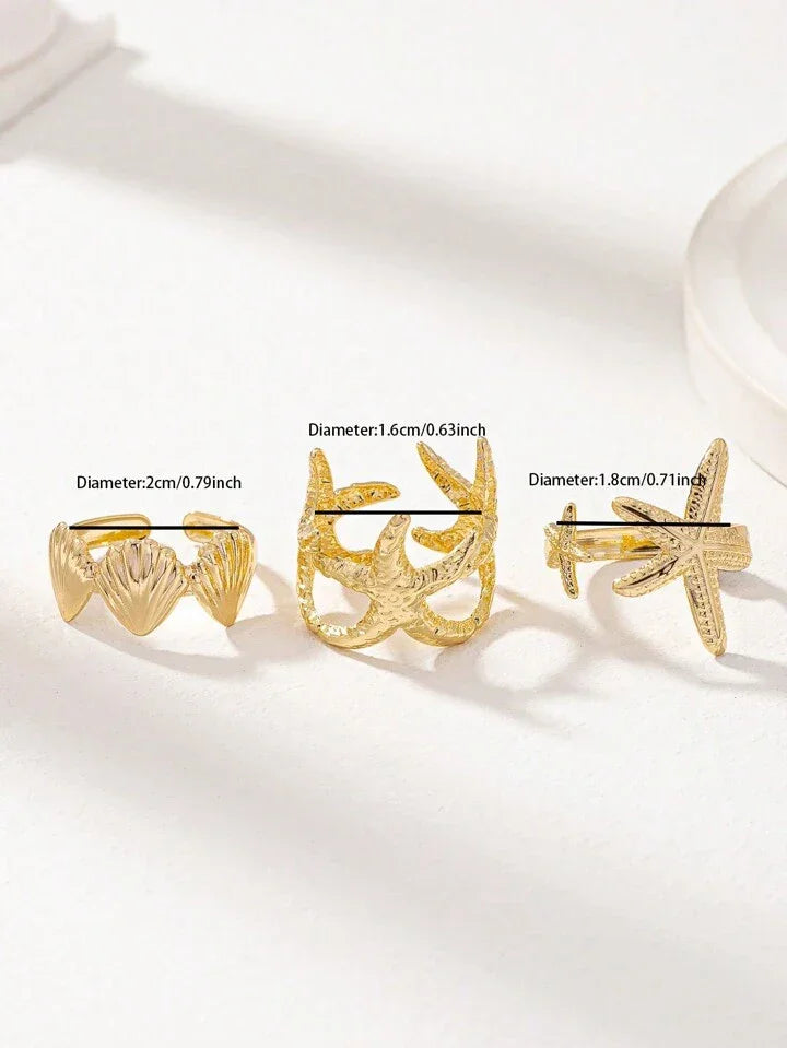 Starfish & Shell Dream Rings Set