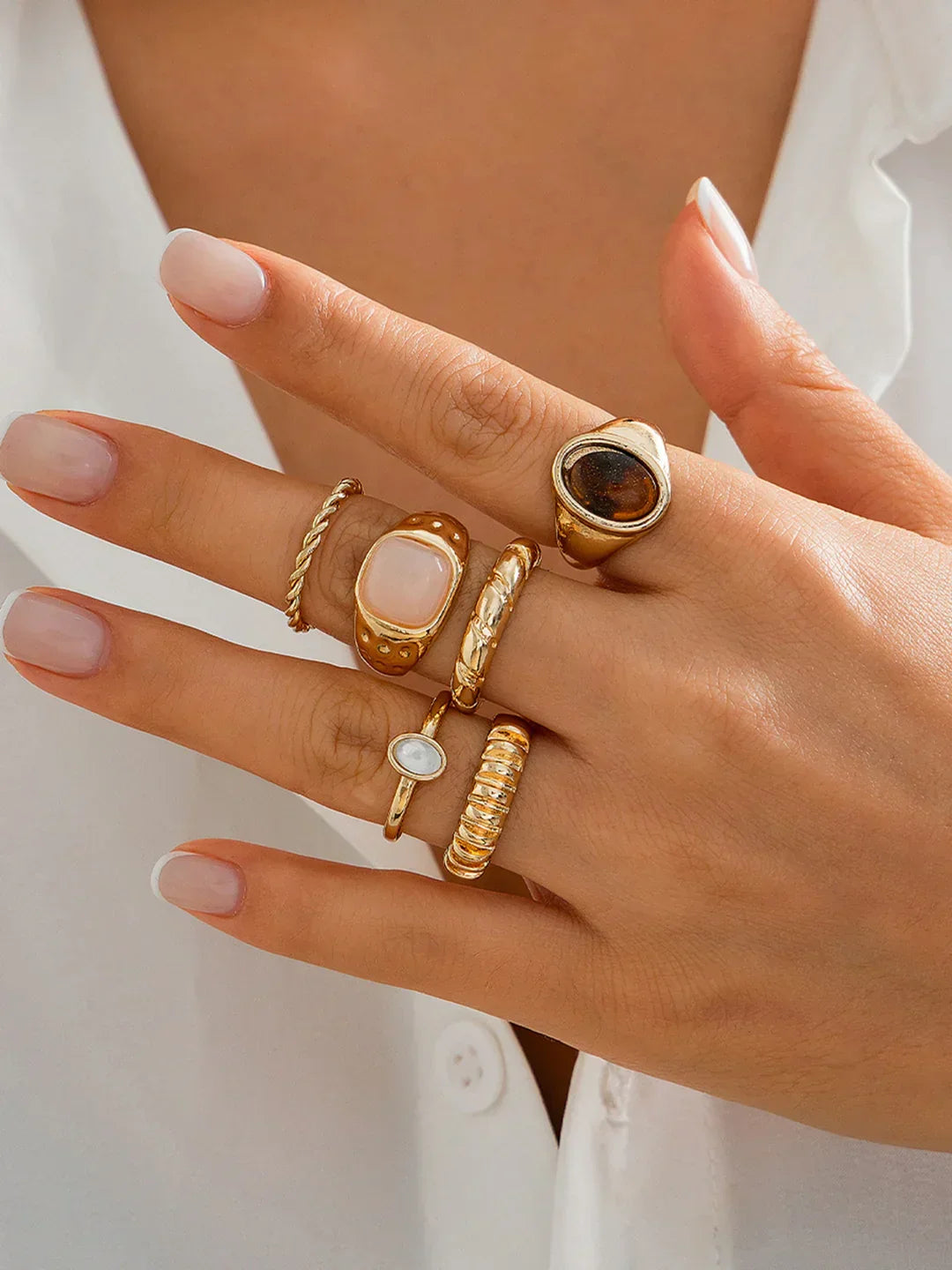 Textured Harmony Ring Set – 6 Pieces