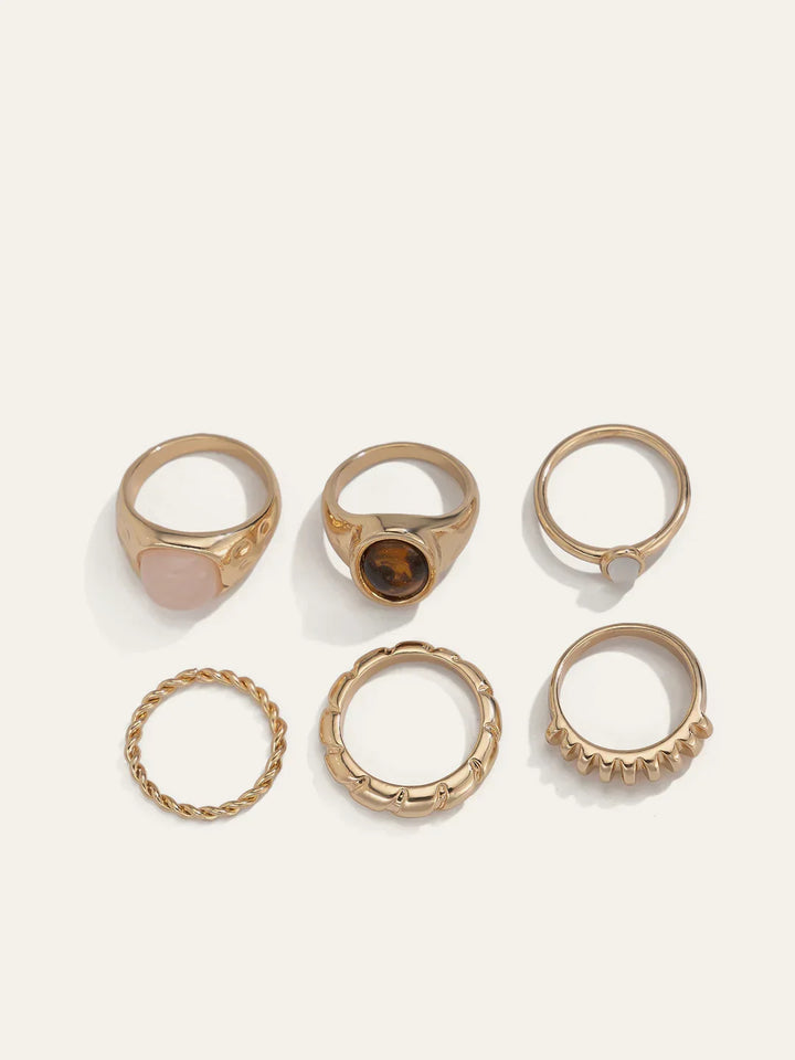 Textured Harmony Ring Set – 6 Pieces